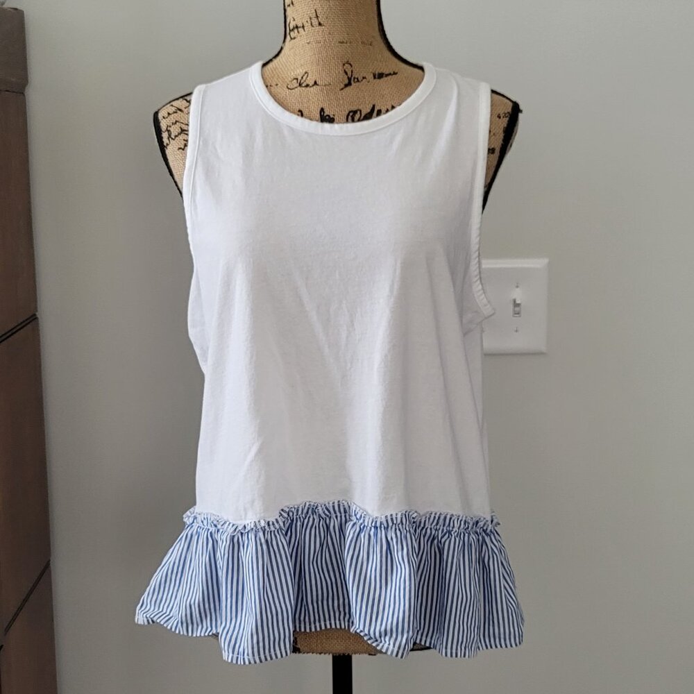 J Crew Factory White Sleeveless Shirt Large
